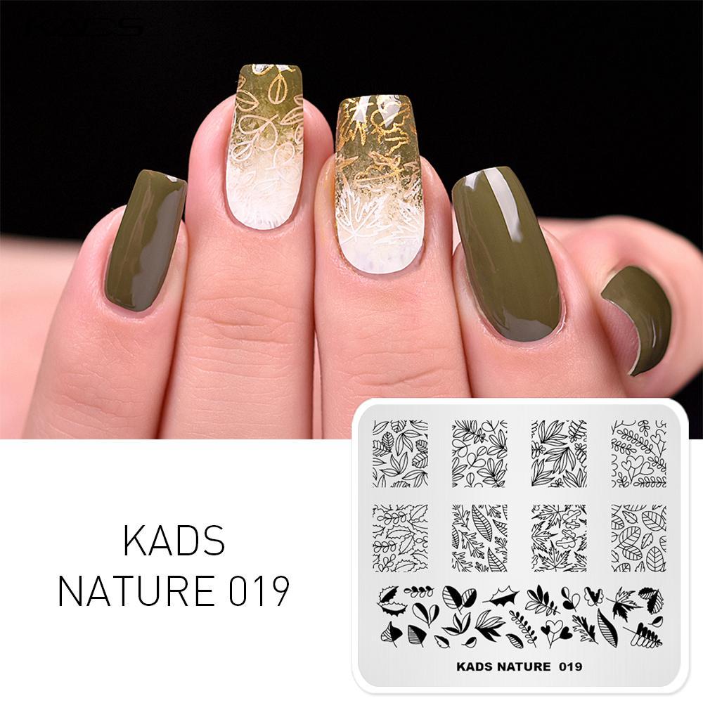 kads NATURE 19 изображение листа дерева пластина для стемпинга ногтей штамповка для ногтей DIY шаблон штамповочная пластина для дизайна ногтей шаблон для ногтей