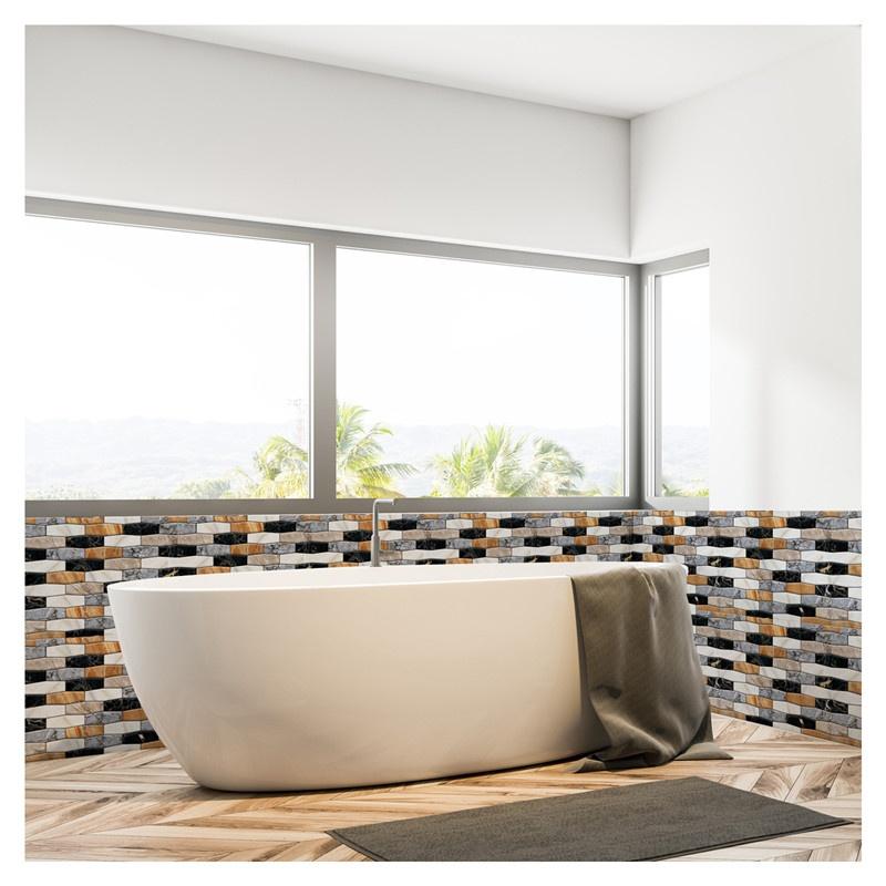 10Pcs 3D Removable Wall Sticker Tile Marbling Brick Self-adhesive Waterproof Kitchen Bathroom Home Decor DIY