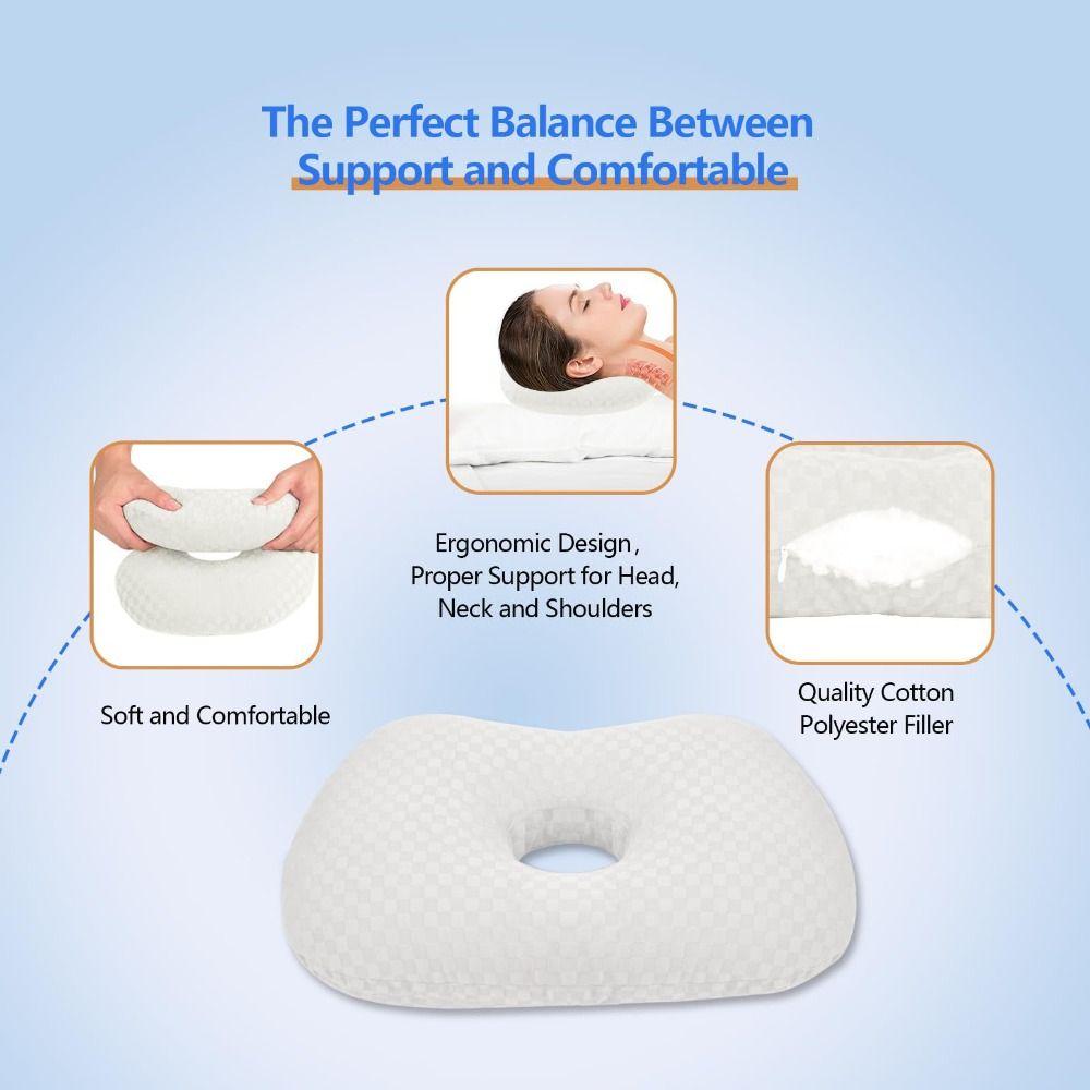 Breathable Ear Piercing Pillow Ergonomic Pillow with Ear Hole  Side Sleepers Accessories