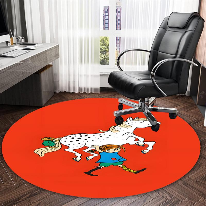 1pc Pippi Longstocking2 Print Round Carpet Chair Round Carpet Suitable for Bedroom Living Room Home Decorative Carpet