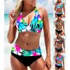 Модные красочные полосатые принтованные пляжные летние женские купальники с высокой талией сексуальные купальники женские двухсекционные купальники S-5XL