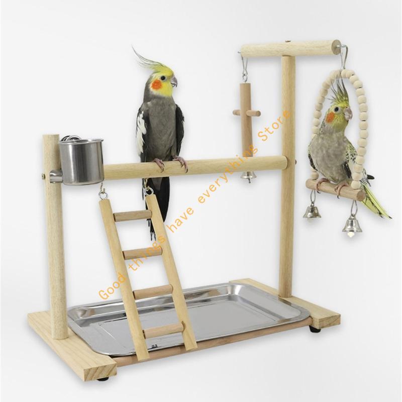 Bird Perch Parrots Stand Cockatiel Playstand Toy with Swing Ladder Chew Toy 55KF