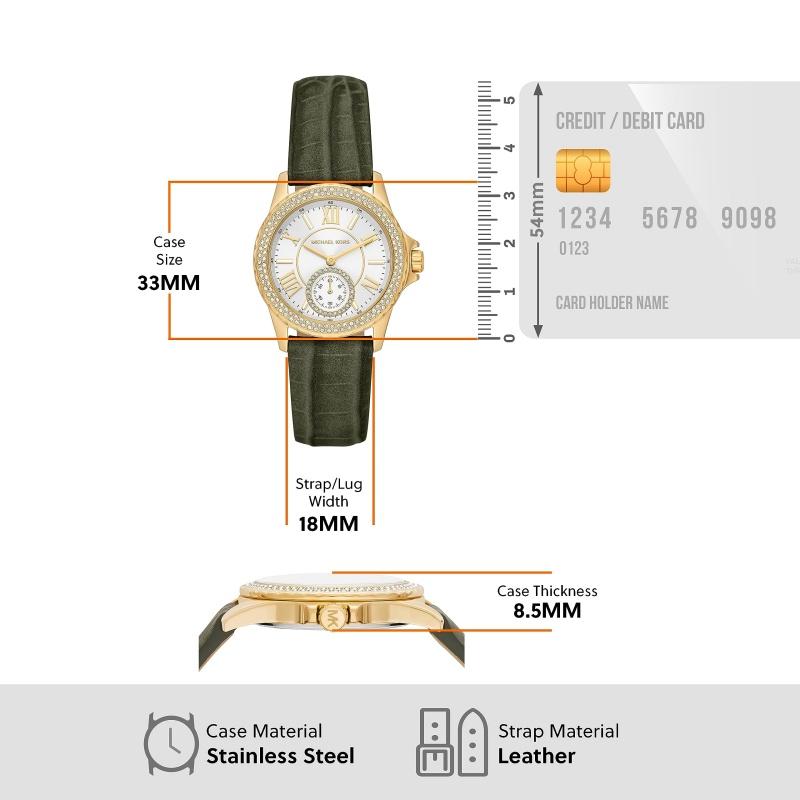 Michael Kors Мини-часы Everest с тремя стрелками из замши Амазон и кожи крокодила MK4720