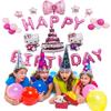 Набор для украшения гирляндой «С днем рождения» на день рождения девочки Hello Kitty, шары, шары для вечеринки, подставка для шаров, топпер для торта, набор из 33 предметов