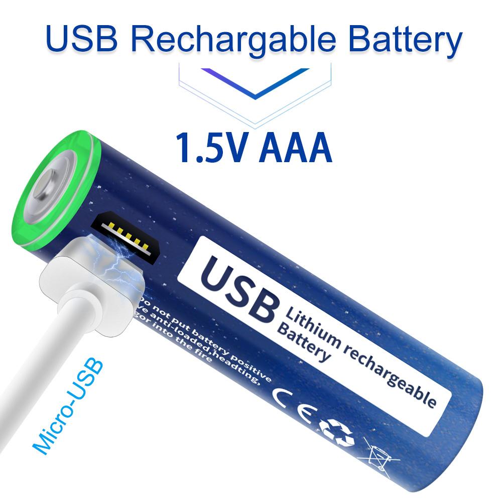 AA + AAA USB-аккумуляторы 1,5 В, 2800 мВтч Литий-ионный аккумулятор AA 1,5 В, 1110 мВтч литиевый аккумулятор AAA, быстрая зарядка через USB