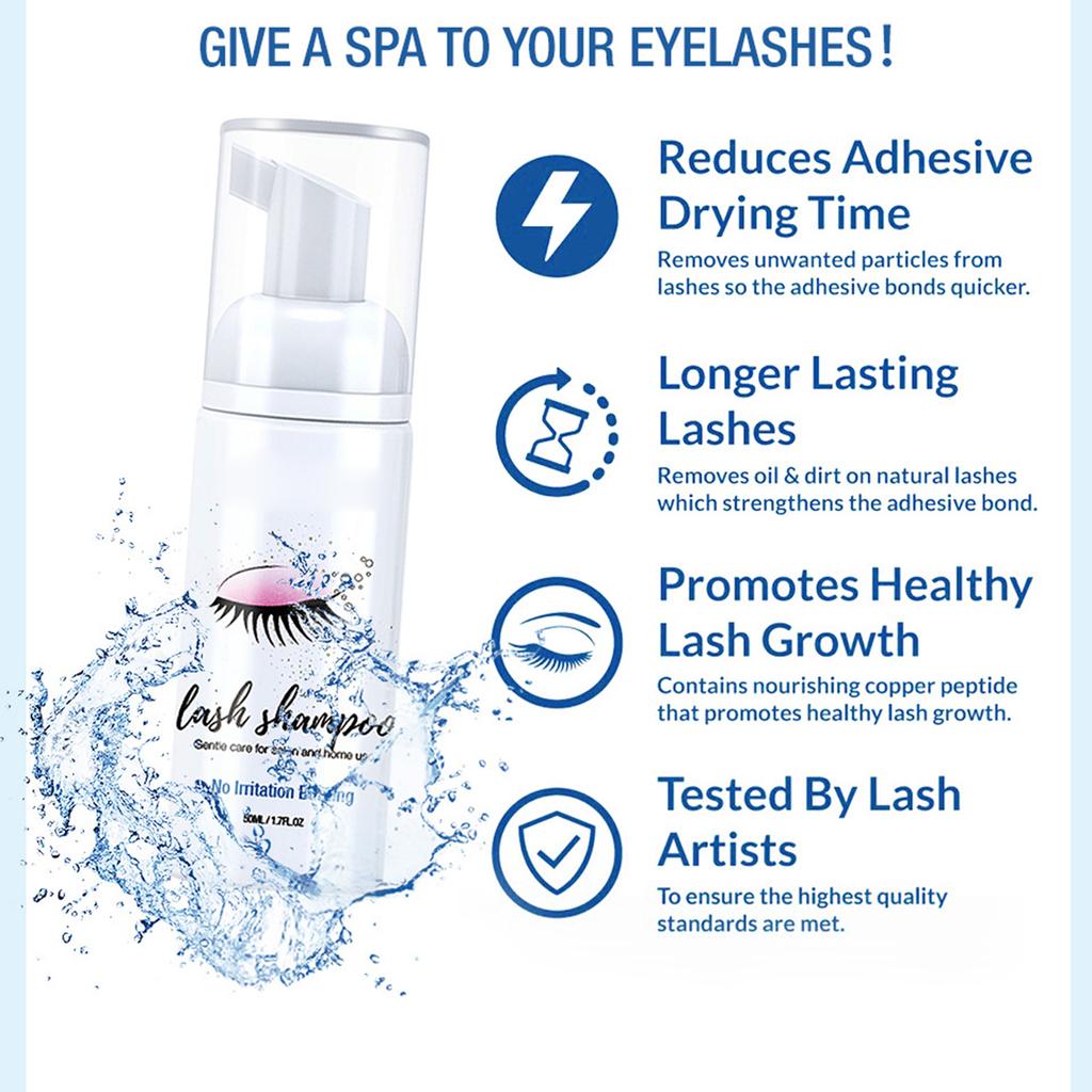50ml Eyelash Clner Eyelashes Extension Shampoo Brush Foam Lash Clner for Extensions & Natural Lashes Wash Makeup Remover Salon Home Use