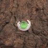 Round Green Cat's Eye Gemstone Statement Mother Gift Boho Ring Sterling Silver RR-48-40