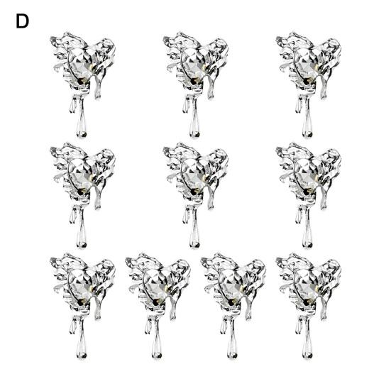 10 шт., стразы для дизайна ногтей, украшение 3D, сердце, луна, крест, летучая мышь, искусственный кристалл на металлических подвесках, креативные ювелирные украшения, аксессуары для чехла для телефона