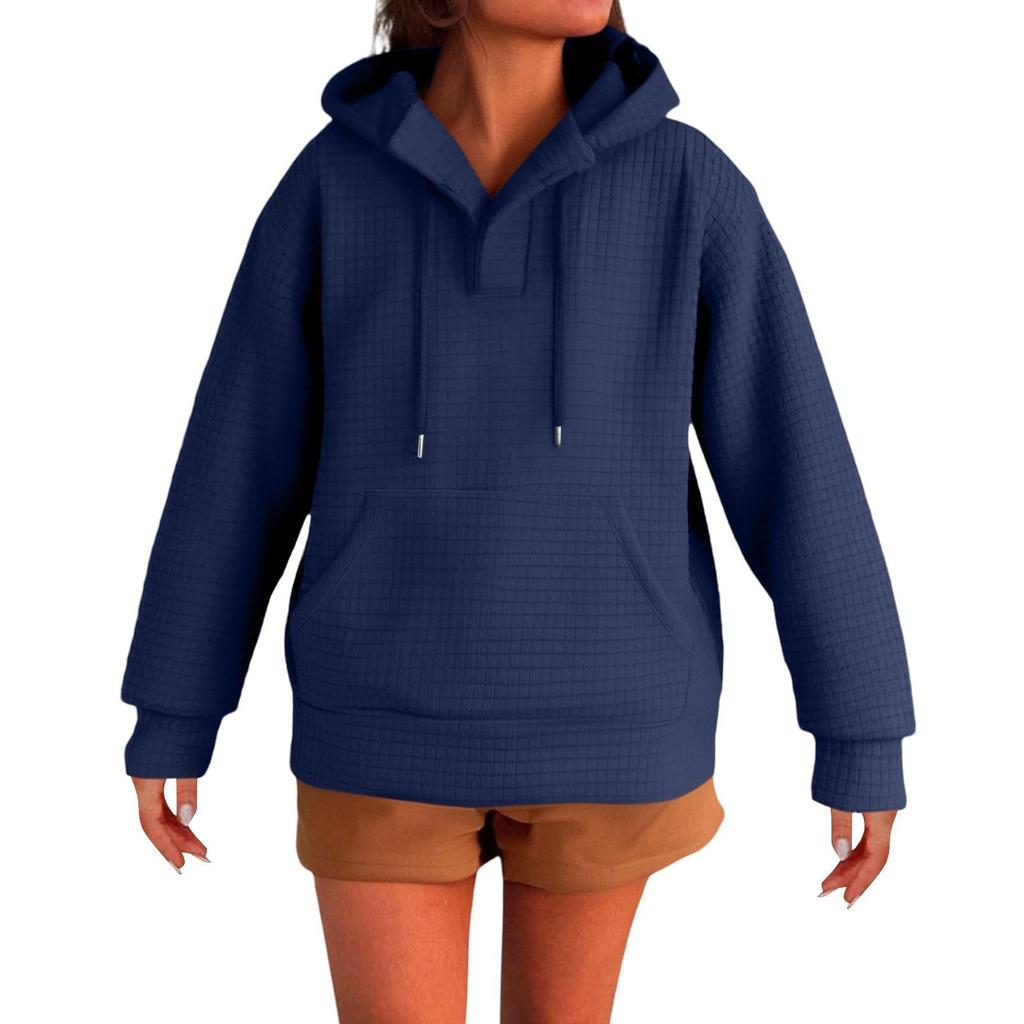 Женский модный пуловер с длинными рукавами и однотонная толстовка с капюшоном