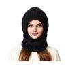 Yousheng Riding Headgear 3 In 1 Hat Scarf Face Guard Solid Color Plush Ball Decor Thickened Warm Windproof Winter Hat