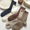 10 Pairs Of New Japanese Socks Set Solid Color Women's Casual Cotton Socks Autumn Simple Women's Medium Length Socks