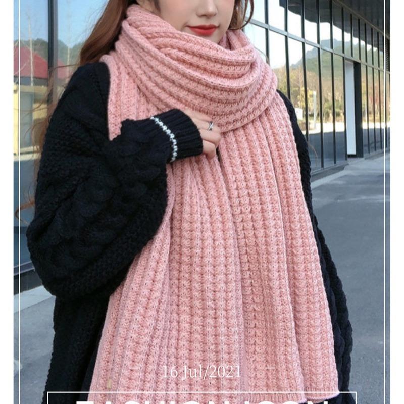 Autumn and Winter Thick Warm Women's Scarf Pure Color Knitted Casual Commuting Scarfs