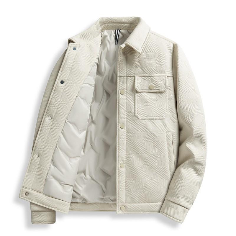 Mens Winter Puffer Jacket Loose Fit Casual Turn-Down Collar 50% Duck Down Warm Lightweight Outerwear Cold Days