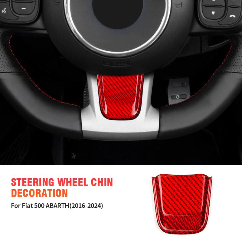 Carbon Fiber Steering Wheel Chin Decorative Sticker 6 Color Interior Accessory Kit for Fiat 500/ABARTH 2020-2023
