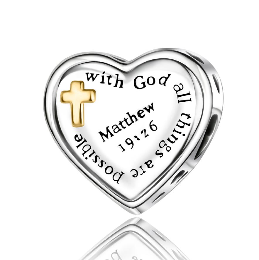 925 Silver Christian Charms Holy Bible Cross Virgin Mary Beaded Bracelet Jewelry Faith Slogan Gift for Religious Women
