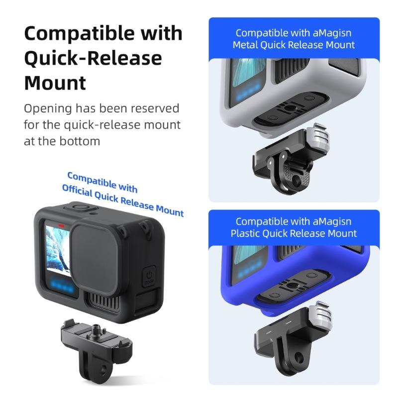 Silicone Protective Case Set For Action Camera and Lens Cover Shockproof With Lens Guard Screen Protector