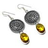 Citrine Gemstone 925 Sterling Silver Gift Jewelry Earring 2.29"