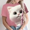 Женские футболки для девочек, футболка с 3D принтом кота, летняя модная повседневная уличная футболка с короткими рукавами, футболки, женская одежда Y2k