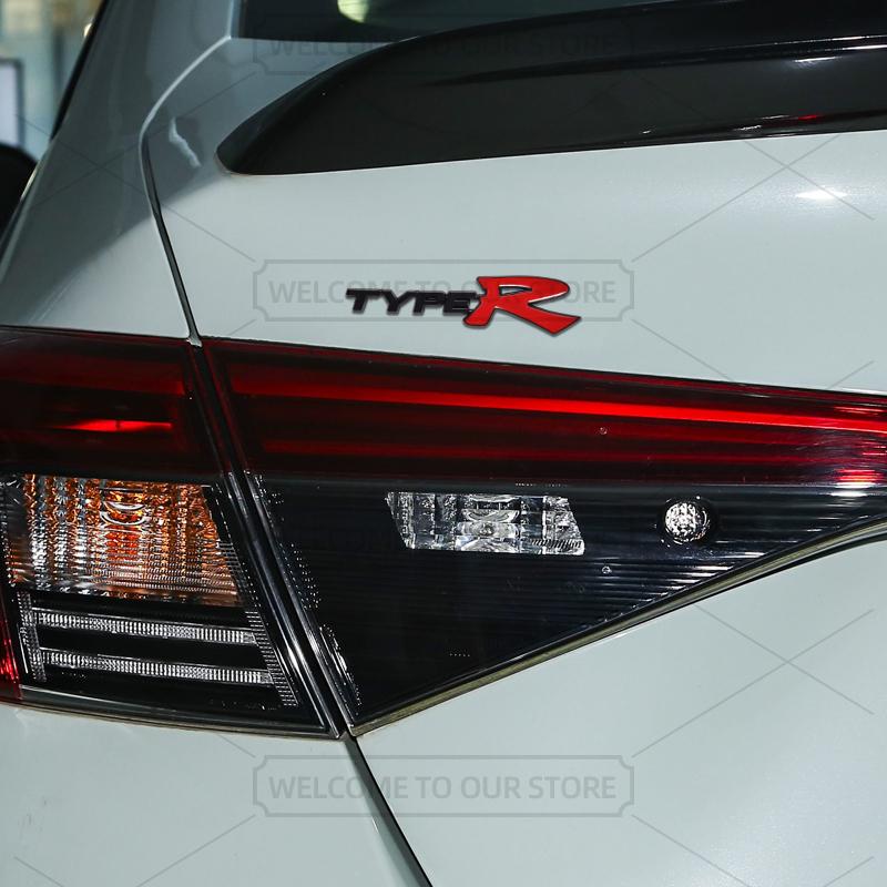 QLN2 Car 3D Metal Type R Body Emblem Badge Decals Auto Tail Sticker For Honda Civic Typer Vezel CRV HRV Jazz Fit Accord VTEC Pilot
