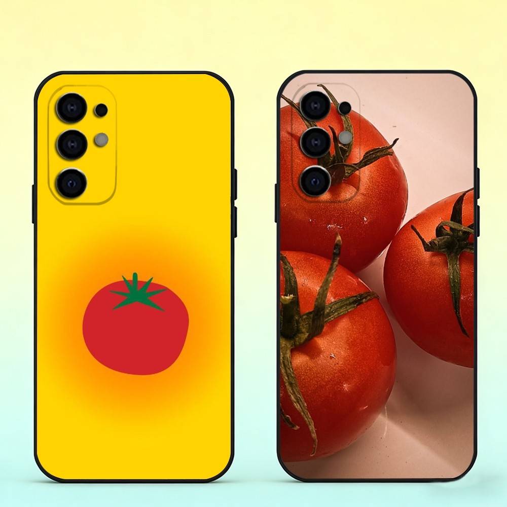 Tomato Fruit Clear Korean Cute ins Phone Case For Samsung S25,S24,S21,S22,S23,S30,Ultra,S20,Plus,Fe,Soft Silicone Black Cover