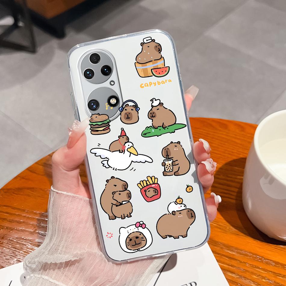 For Huawei P50 Pro P50E Phone Case Lucky Flowers Patterns Transparent Protective Funda For Huawei P 50 Soft TPU Silicone Bumper