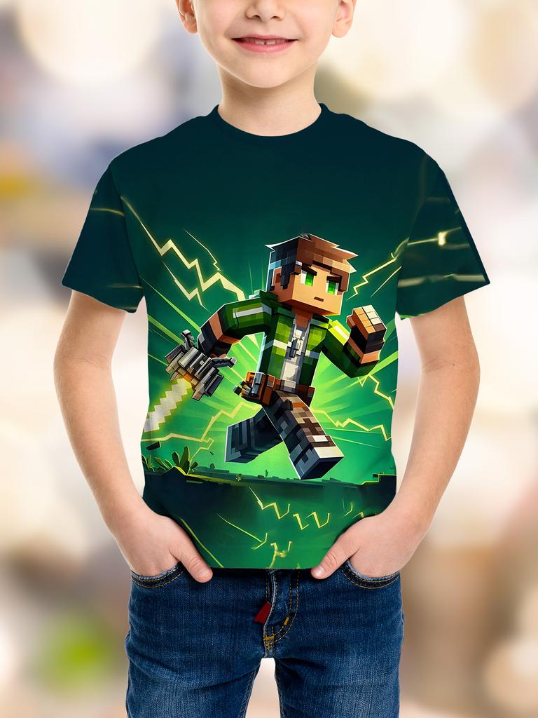 Модная Игра Пиксельная День Рождения 3D Печать Детская Футболка Юмор Смешной Мальчики Новинка Подарок Короткий Рукав Te