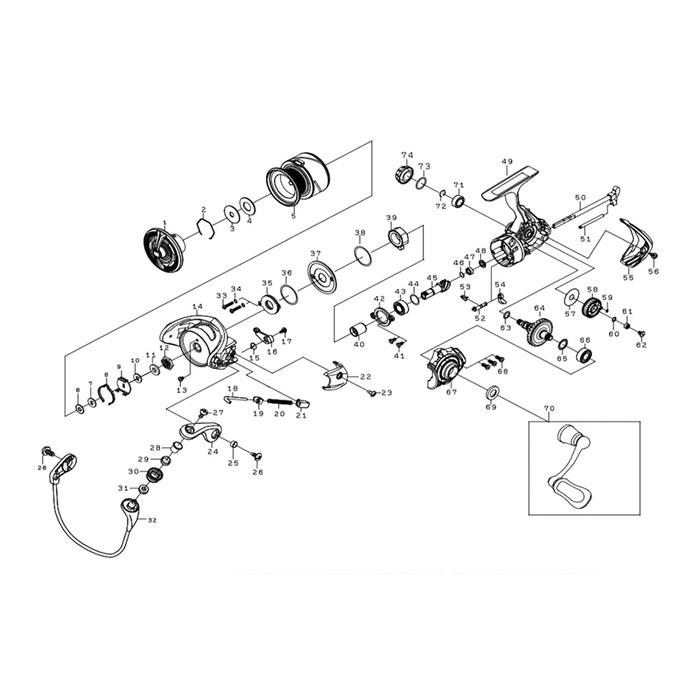Оригинальные запчасти Daiwa 20 Getsumeibijin X 2000S Шпуля (2-5), Часть №. 5, Код 128D96