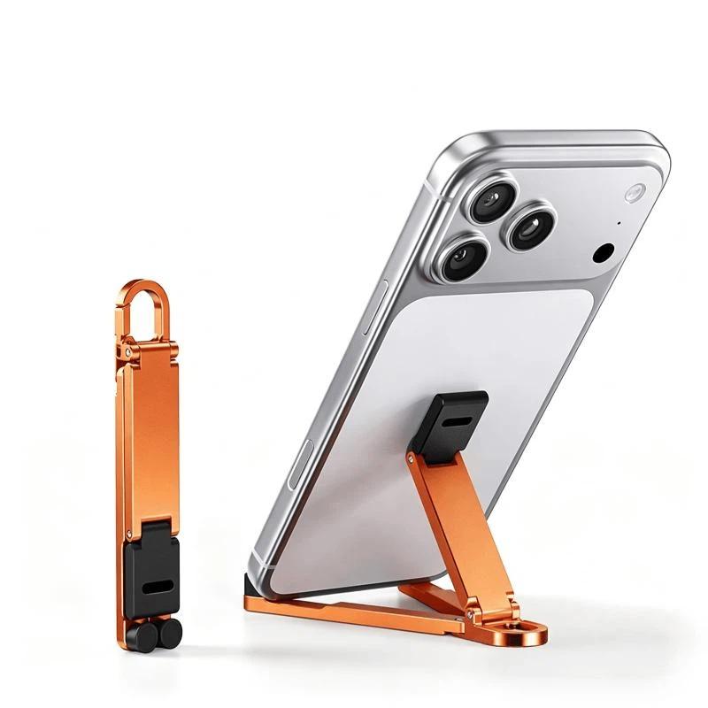 Mini Foldable Keychain Phone Stand Multi-Angle Adjustable Portable Cell Phone Holder for Cafe Work Outdoor Relaxation