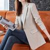 Autumn Green Fashion Woman's Coat Temperament Office Lady Slim Plaid Blazer Women Jackets Oversize Apricot