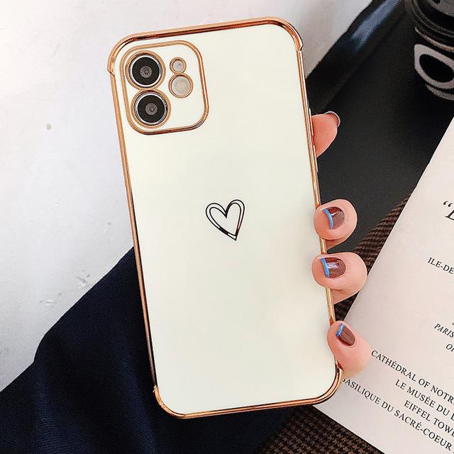 Гальванический чехол для телефона, бампер для Iphone 11 12 13 Pro Max Mini Xr X Xs 7 8 Plus Se Love Heart, мягкая противоударная задняя крышка из ТПУ