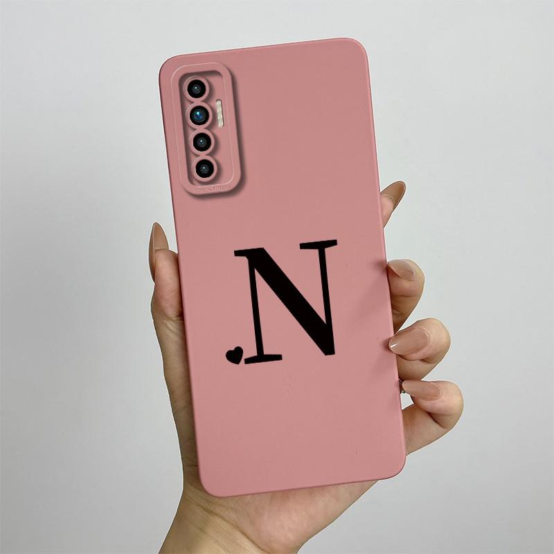 For Tecno Camon 17P 6GB 128GB Case 6.8 Inch Cute Initial Letters Soft Liquid Silicone Shockproof Funda For Tecno Camon 17P Cover