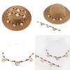 Wood Beading Hat Band for Women Men Vacation Sun Hat Rope Belt with Scallop Shell for Vintage Hat Decors Hat Accessory