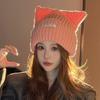 Japanese Cat Ear Wool Hat for Women In Autumn and Winter Warm Cute Knitted Hat Korean Version Versatile Cold Pullover Cold Hat