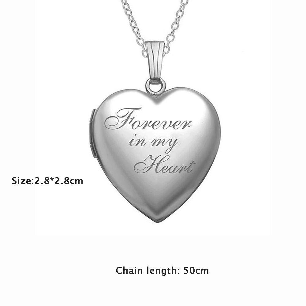 In My Heart Jewelry Forever and Always Chain Pendant Necklace Heart Shaped Photo Picture Locket