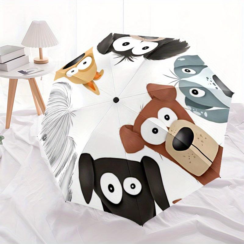 1pc Animal Faces Automatic Folding Umbrella, Portable & Foldable Design with 8 Ribs, Casual Outdoor Accessory yy250729054