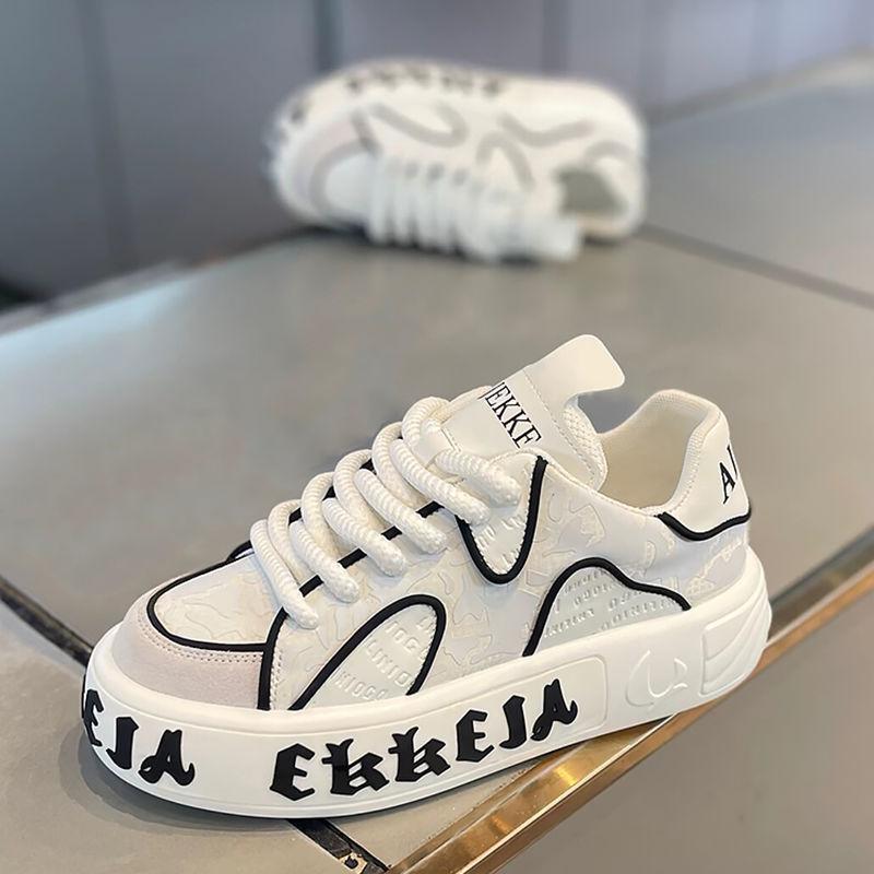 Модная мужская обувь 2025 года, осень, знаменитости из Интернета, новая толстая подошва, усиленная кожаная поверхность, дышащая, мягкая подошва, модная повседневная спортивная обувь для пап