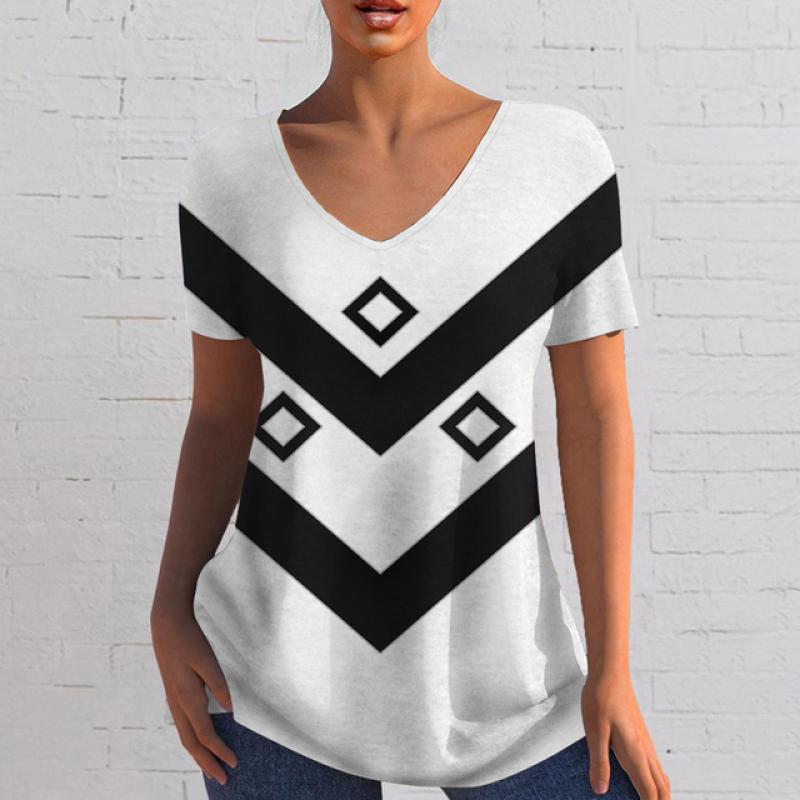 2024 Summer New Women's Fashion T-Shirt V-Neck Daily Top Casual 3D Printed T Shirt for Women Streetwear Shirt Harajuku Clothes