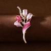 Water Diamond Enamel Tulip Brooch for Ladies, a High-end Pearl Flower Brooch, a Fashionable Brooch