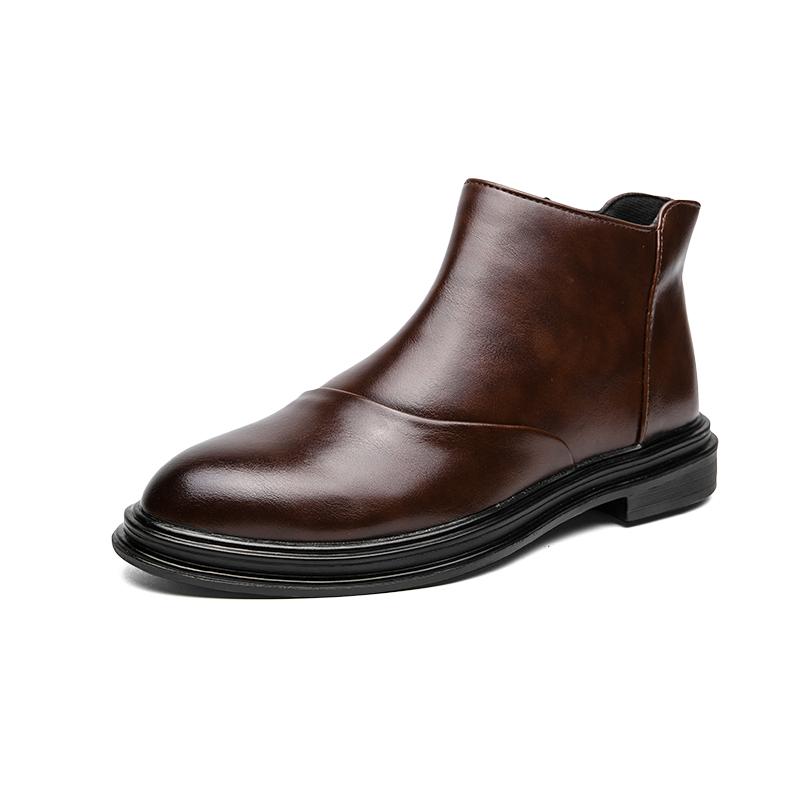 Мужские остроносые высокие кожаные туфли в минималистичном британском стиле для вечеринок, повседневных, офисных, для отдыха, для бизнеса, мотоциклетные мужские ботинки