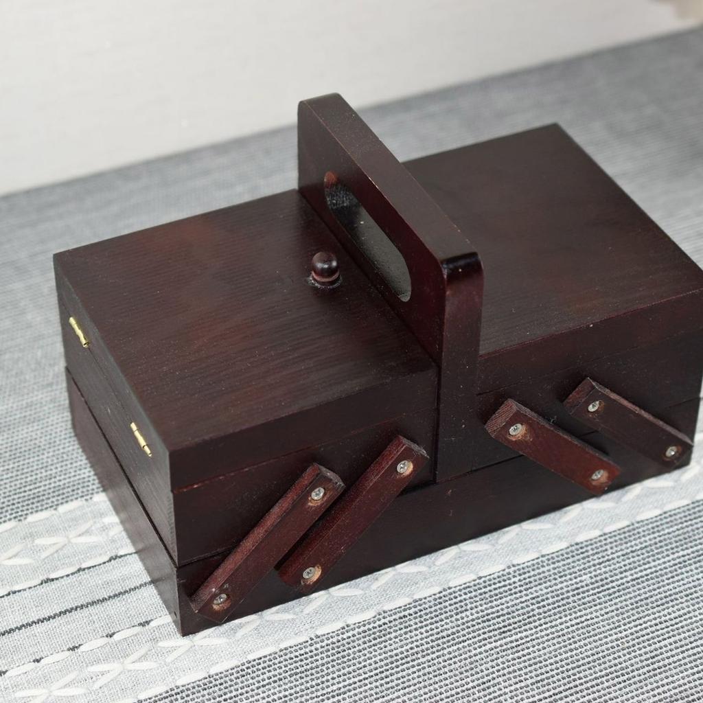 Винтажный органайзер для рукоделия, деревянный ящик для хранения швейных инструментов, складной чехол для вязания, для швейных и вязальных принадлежностей