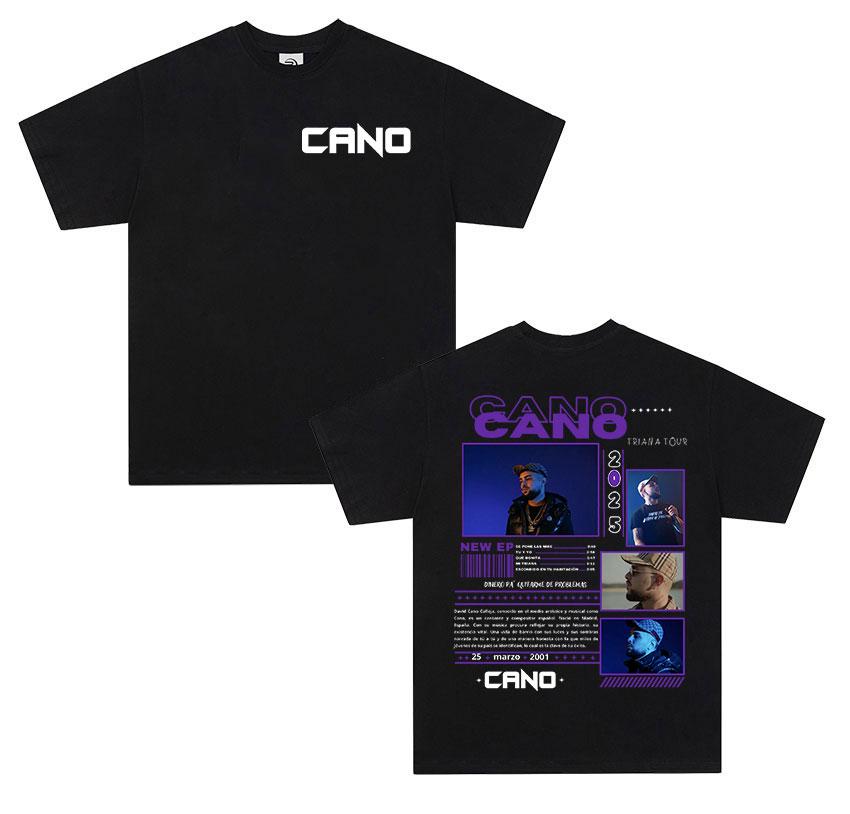 Rap Singer Cano Triana Tour 2025 Pattern Tshirt Summer Mens Hiphop Punk Short Sleeved Large Cotton Tshirt Street Wear Y2K
