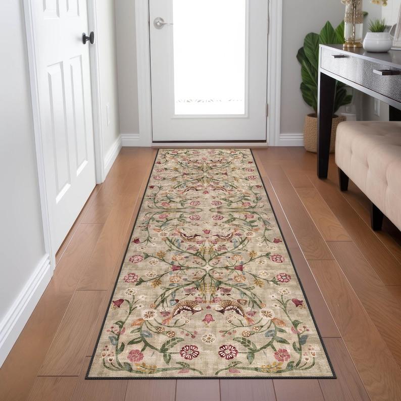 Бохо Шик Турецкий Традиционный Цветочный Ковер Моющийся Нескользящий Большой Потертый Ковер для Декора Гостиной Спальни