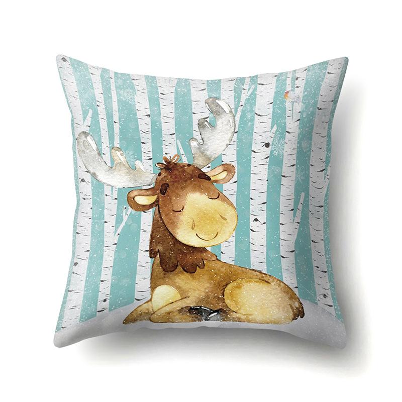 Polyester Pillowcase Automobile Decoration Home Printed Deer Pillowcase Waist Cushion Cover Car Cushion Head Cushion Cover