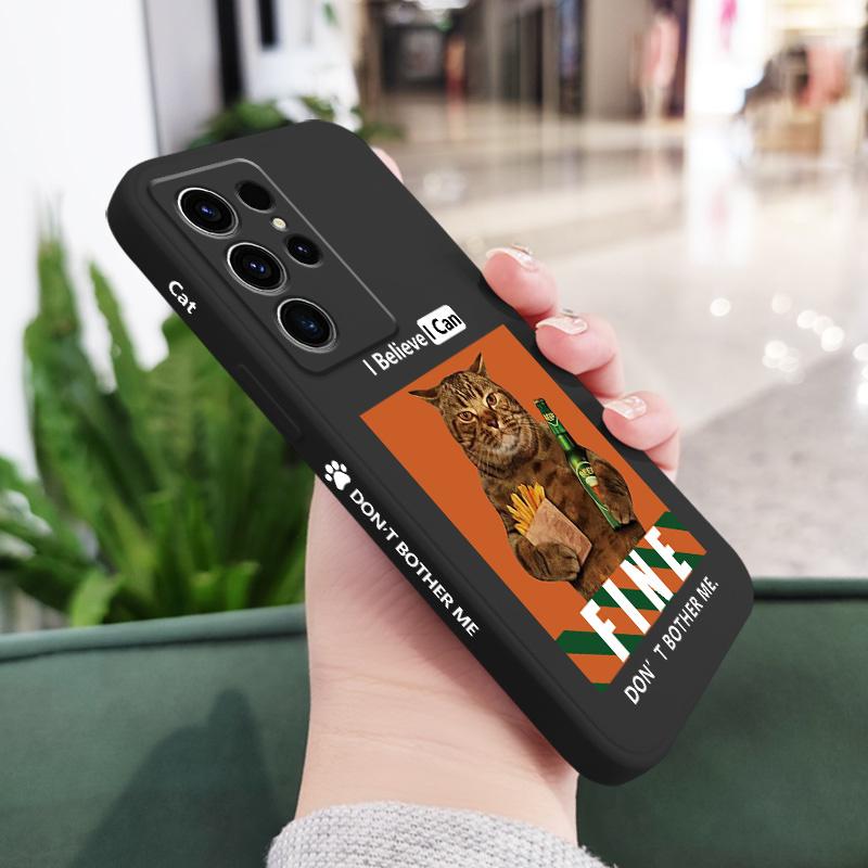 Чехол для телефона "Пивной Кот" для Samsung Galaxy S25FE S24 S23 S22 S21 S20 S10 S10E Ultra Plus FE Note 20 Ultra 10 Plus