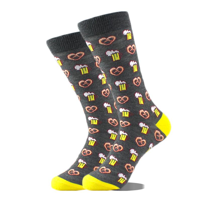 Happy Funny Socks Men Animal Lion Sloth Shark Crazy Design Sokken Unisex Novelty Violin Carrot Crew Skateboard Calcetines Hombre