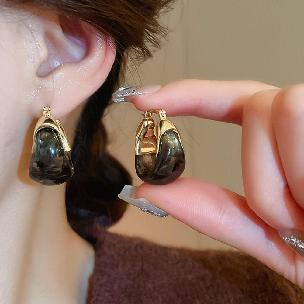 Ювелирные аксессуары Смоляные серьги-кольца Цинковый сплав Серьги-кольца Модные круглые серьги Свадебные