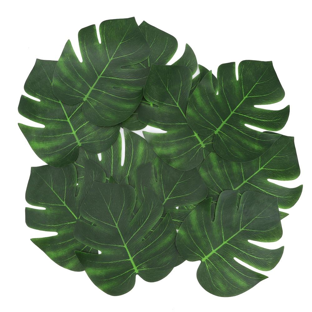 24pcs DIY Accessories Simulation Green Leaves Medium Size Artificial Monstera Leaves Home Decor