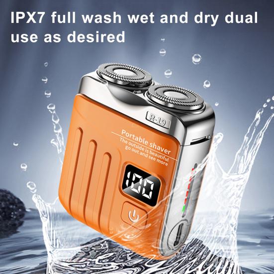 Мини-электробритва с двойными кольцами и светодиодным дисплеем, перезаряжаемая через USB, водонепроницаемая, для влажной и сухой стрижки