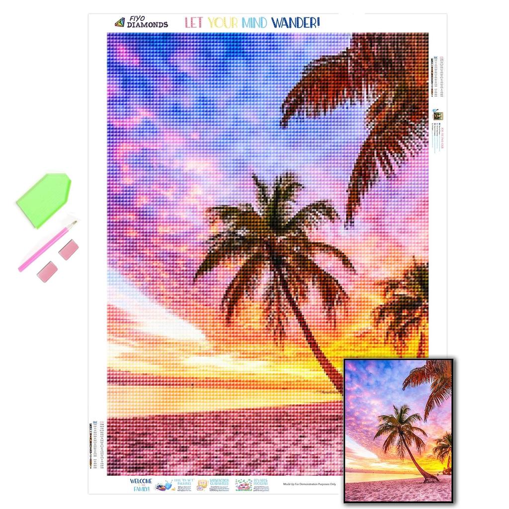 Полный квадратный/круглый алмаз живопись закат пляж фотографии стразы 5D алмазная вышивка кокосовая пальма мозаика подарок ручной работы