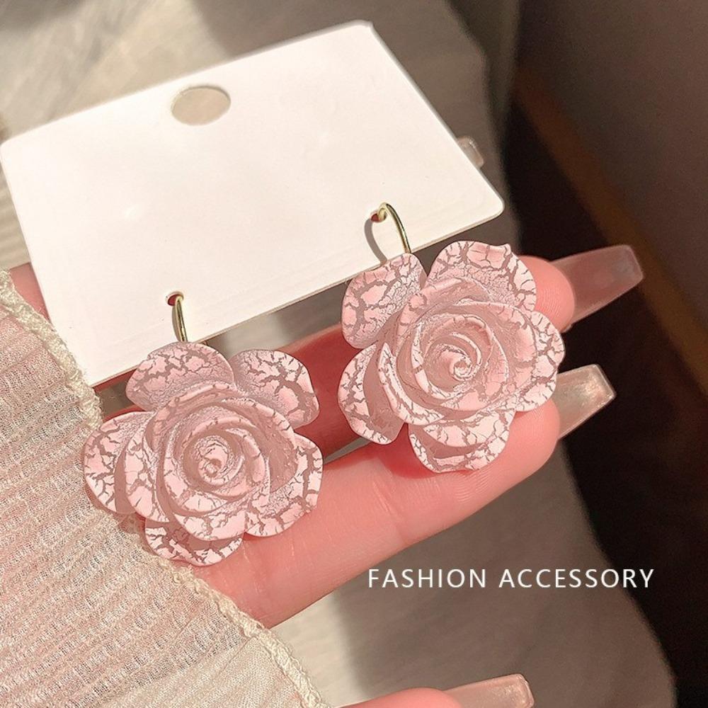 Vacation Rose Flower Earrings Korean Style Women's Jewelry Lovely Flower Stud Earrings Party